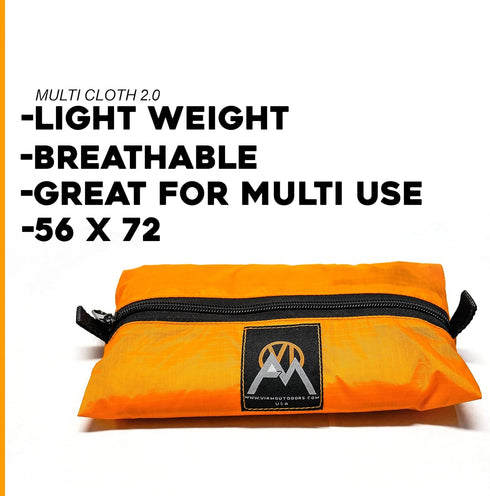Multicloth 2.0 Water Resistant Ultralight Backpacking Camping Tarp | 1.9oz Orange | 56 x 72 inches