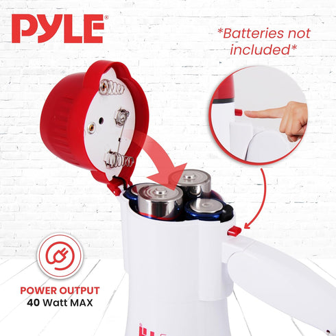 Pyle 40 Watt Professional Megaphone with Clear Sound, Ergonomic Grip, Indoor & Outdoor Use