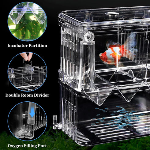WishLotus Fish Breeding Box, Suspended Isolation Box for Fish Tank with Suction Cups