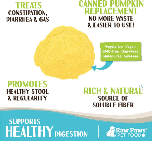 Raw Paws Organic Pumpkin Powder for Dogs & Cats (4-Ounce) - Made in USA - Healthy Stool & Diarrhea Relief