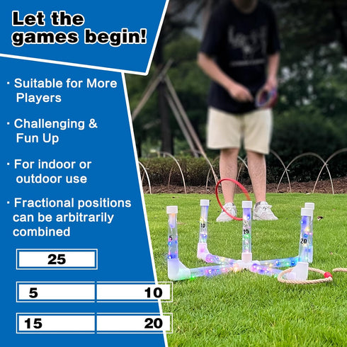 Set MOLACHI Ring Toss Games for Adults and Kids,Yard Games,Outdoor Indoor Games with LDE Light,Easy to Up w/Compact