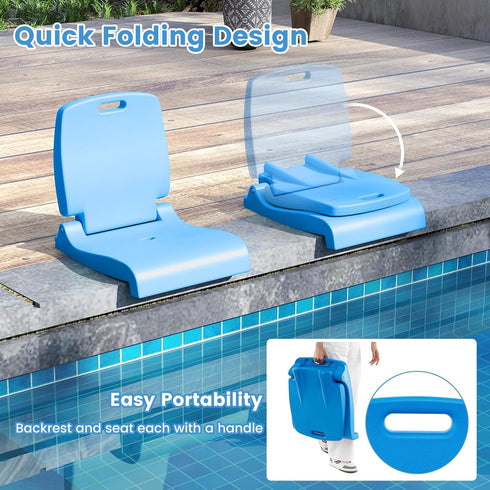2 1 Pack) Goplus Poolside Chair for Edge of Pool, Foldable Portable Flip Seat w/Back Support & Handles, Lightweight