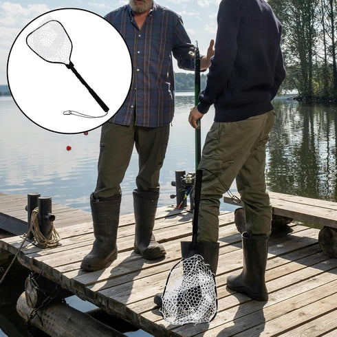 BESTonZON Foldable Fishing Net Portable Foldable Fish Catch Net with Silicone Frame Lightweight for Freshwater