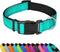Reflective Dog Collar, Adjustable Soft Neoprene Padded Nylon Pet Collars with Buckle for Large Dogs, Teal (L)