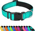 Reflective Dog Collar, Adjustable Soft Neoprene Padded Nylon Pet Collars with Buckle for Large Dogs, Teal (L)