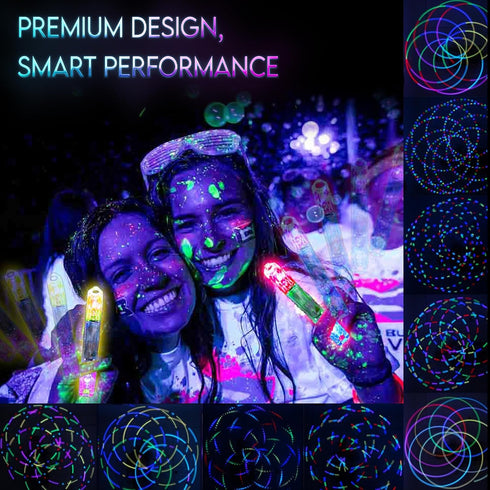 (1)) 70 UltraPoi Ultralight LED Glow Stick (Single - Customizable Rainbow Glowstick with Over Brilliant Color Modes