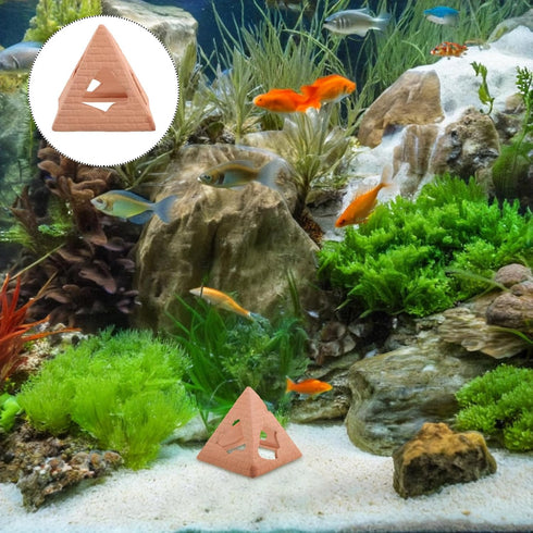 FOMIYES Aquarium Shrimp Breeding Cave and Fish Hiding Shelter Ceramic Pyramid Ornament for Fish Tank Breeding Habitat