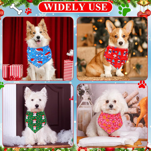 120 Set 30 Sanwuta Pcs Christmas Dog Bandanas Bulk Xmas Bandanas for Dogs Triangle Kerchief Bibs Scarf for Pet