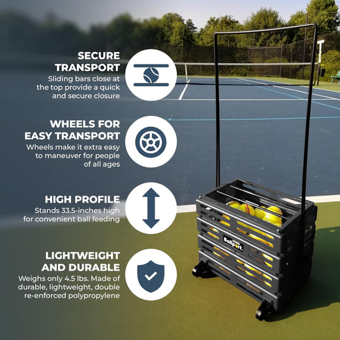 Tourna Ballport Deluxe Tennis Ball Hopper with Wheels - Effortless Ball Collection