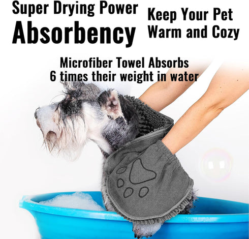 Microfiber Dog Towels - Super Absorbent Quick Drying Grooming Towel for Dogs & Cats, 31Inch X 13Inch, Grey