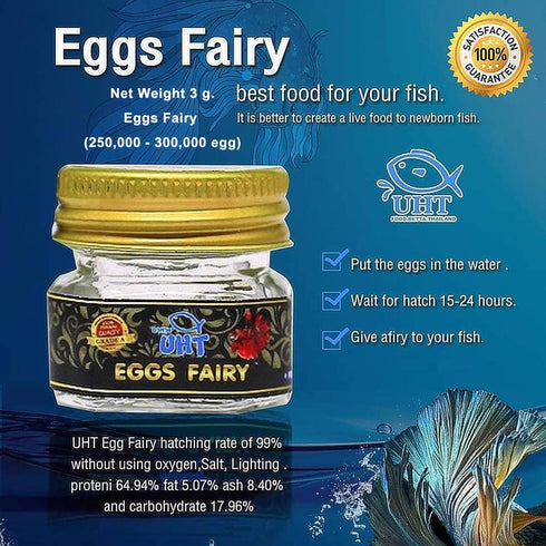 (250000+Egg) 3 64% A.D.P. UTH Fish Food Fresh Eggs Fairy Shrimp g. Best Tropical Fish Food Grow Faster & Color Enhancer