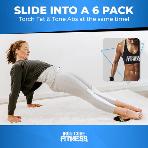 Iron Core Fitness 2 x Dual Sided Gliding Discs, Core Sliders for Ultimate Core Ab Fitness Trainer, Gym Equipment