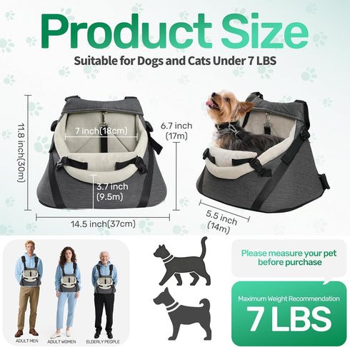 1-7lbs YUDODO Tiny Dog Car Seat for Teacup Chihuahua Yorkie Luxury PU Leather Small Dog Booster Seat with Safety Belt