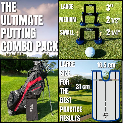 Golf Putting Alignment Mirror - Gates - Tees & Bag Training Combo Pack for Men - Indoor & Outdoor Golf Gifts
