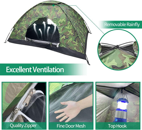 Lightweight Backpacking Tent Camouflage Outdoor Equipment for Camping Hiking Biking Trip - Sutekus