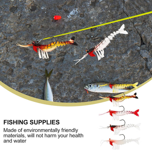 5pcs Toyvian Luminous PVC Shrimp Lures Soft Bionic Fishing Baits and Colored Artificial Shrimp Lure for Freshwater