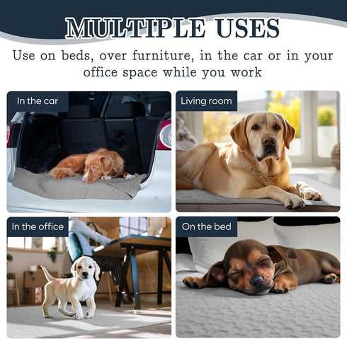Grey Stuffed Waterproof Dog Bed Cover, Washable Reversible Paw Print Couch Protector, 52"X82", Pet Training Pad