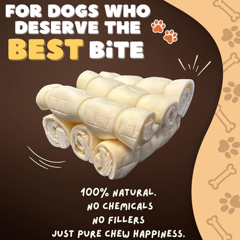 Woofley's 5-6" -(5 Count)- Buffalo Beef Cheek Roll Beef Cheek Rolls for Dogs - Long Lasting Natural Dog Chews