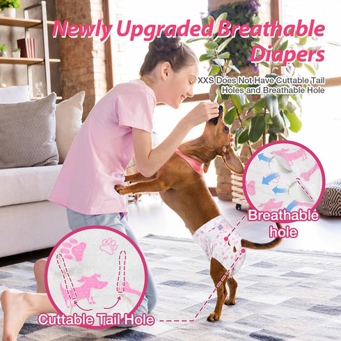 Dono Disposable Pet Diapers for Female Dogs, Super Absorbent Soft Heating Pee Liners, 16 Pcs