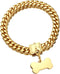 Jewelry Kingdom Gold Dog Chain Collar with ID Tag - 18K Stainless Steel Cuban Link (15MM, 26")
