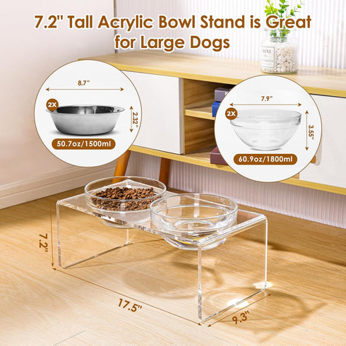Additional Glass Bowl for The Feoyoho Feeders, Replacement Pet Glass Bowl, Dishwasher Safe, 60.9oz/1800ml