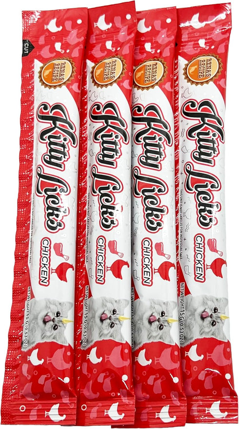 Pack 60 Pack Rena's Recipe Kitty Licks Lickable Cat Treats Chicken Variety Tubes Creamy Cat Treat Pure Grain Free Cat