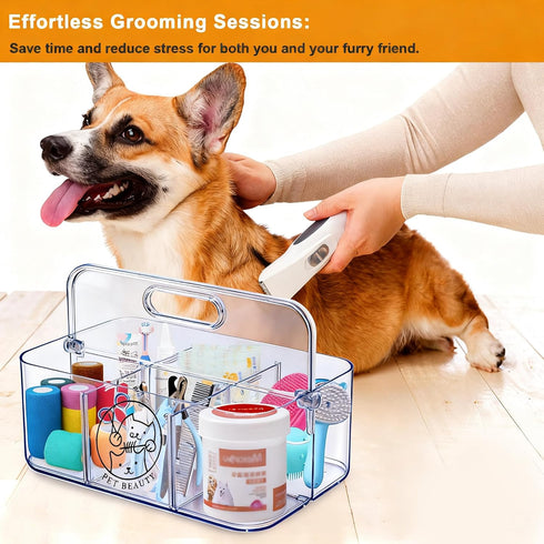Handle,5 Countertop Kit,Trimmer,Clipper,Combo,Brush Clear Dog Storage Organizer,Pet Grooming Supplies Organizer