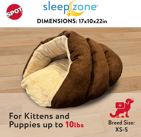 SPOT Sleep Zone Cuddle Cave - Cat Cave Bed for Indoor Cats and Mini Dogs, Washable for Kittens and Puppies under 10 lbs