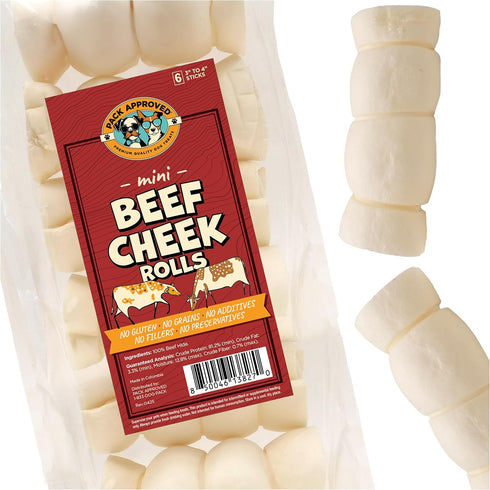 Pack Approved Mini Beef Cheek Rolls - Single Ingredient, All Natural Dog