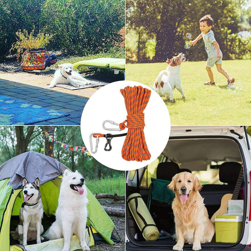 XiaZ Dog Tie Out Cable - 50ft Portable Overhead Trolley System for Dogs up to 200lbs, Dog Lead for Outdoor Events