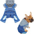 Small Dog Hoodie Clothes, Cute Stripe Shirts Denim Jumpsuit for Small Medium Dogs, Blue Jeans Overalls