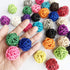 Benvo Rattan Balls 32 Pack, 1.2 inch Wicker Ball for Birds, Chewing Pet Toys, Multi-colored