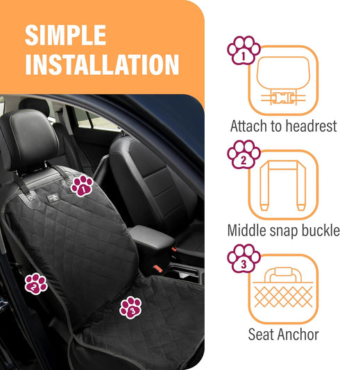 Active Pets Dog Car Seat Cover, Waterproof Front Seat Protector for SUV Truck Sedan, Pet Safety Travel Comfort System