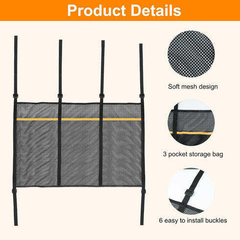 Trampoline Shoes Bag, 3 Pouch Storage Mesh Bag for Indoor Household Item Fitness Shoes Organizer