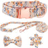 Adjustable Dog Collar and Leash Set for Girls, Floral Bow Tie for Small, Medium, Large Female Dogs, Orange Flower, XS