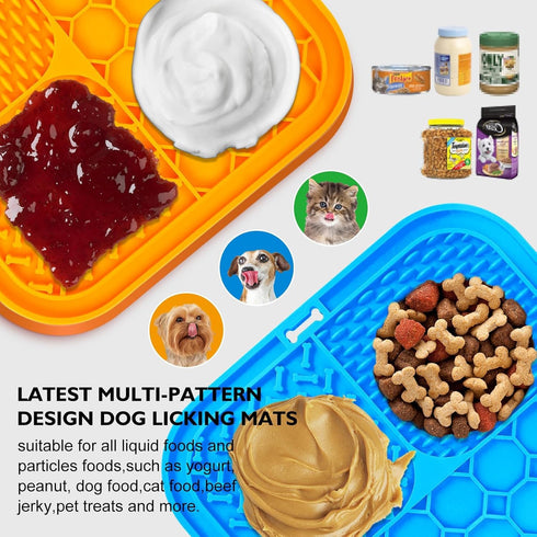 2 PCS Lick Mat for Dogs, Slow Feeder Licking Pad with Suction Cups for Treats, Bathing, Grooming, Training