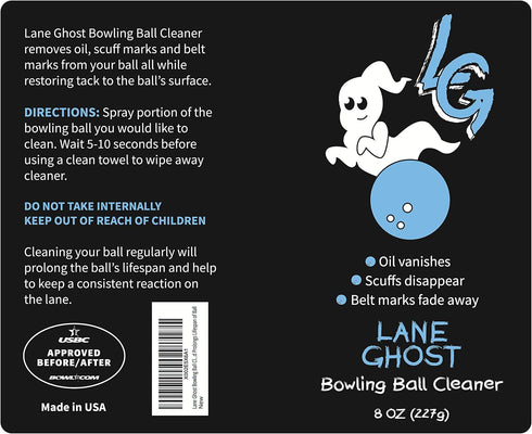 Lane Ghost 2 Pack Bowling Ball Cleaner Spray Kit - - USBC Approved - Oil, Scuff, and Belt Mark Cleaner - Restores Tack