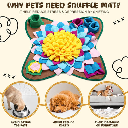18.8 18.8 Inch 2 Pack Arrowbash Snuffle Mat for Dogs Cats x Interactive Sniff Feeding Mat with Toy Balls for Small