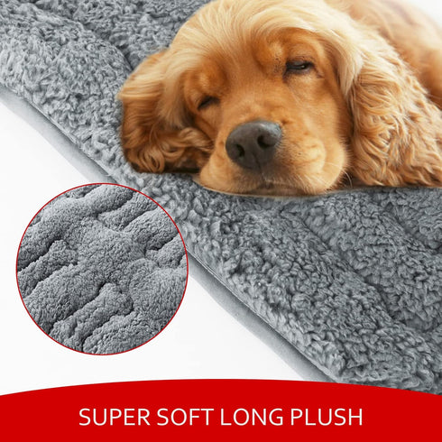 Dog Bed Crate Mat (30" x 19") 2 Pack, Soft Plush Machine Washable Crate Pad, Grey