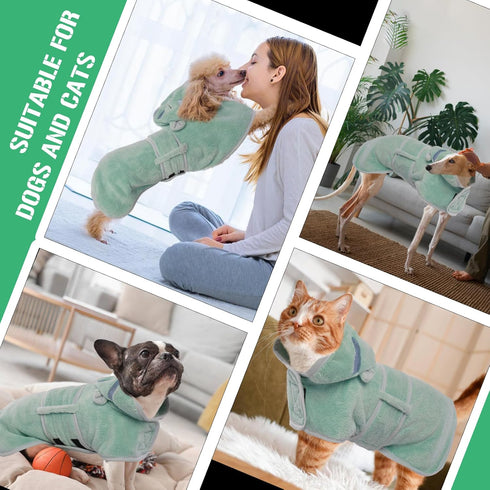 Bath/Beach/Swimming DENTRUN Dog Robes for After Bath - Super Absorbent & Fast Drying Coat with Hood, Bathrobe Beach