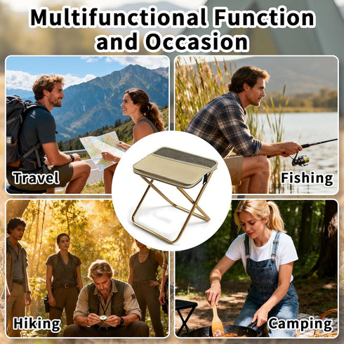 MealFlow Pro Backpack Portable Foldable Stool, Pocket Chair Camping Fishing Stool, Mini Outdoor Camping Stools Sling