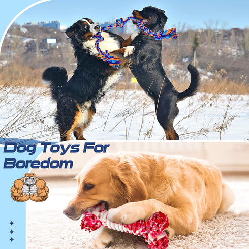 Dog Chew Toys for Aggressive Chewers, XL Indestructible Toys for Large Dogs, 5 Pack Cotton Rope Toys