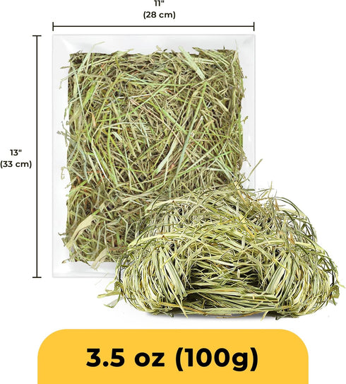 Chinchillas, 3.5 oz SunGrow Timothy Food, Ideal for Rabbits, Guinea Pigs, and High-Fiber Hay for Digestion & Oral Care