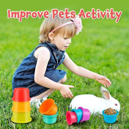 8PCS Chinchilla Playset SKYWHALE Bunny Toys, Stacking Cups for Rabbits, Stackable Plastic Pet Nesting Snack Container