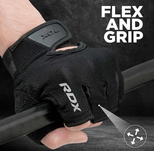 RDX Weight Lifting Gloves Gym Fitness Workout, Anti Slip Palm Protection Half Finger Exercise Glove for Powerlifting