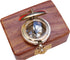 Brass Nautical Compass with Wooden Case - Antique Brass & Copper Sundial Compass for Camping, Hiking, Touring