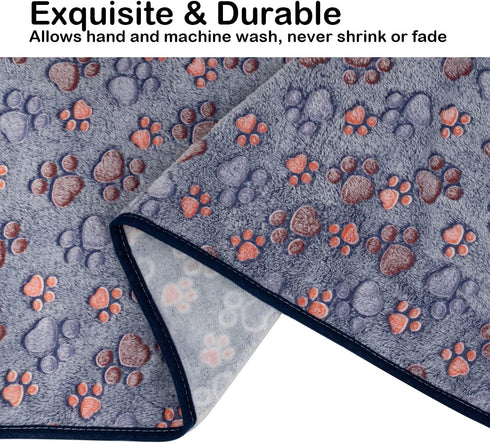 Dono 1 Pack 3 Dog Blankets, Soft Fluffy Fleece Pet Blanket Warm Sleep Mat with Paw Print Design for Dogs