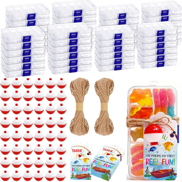 yasuwekik 48 Set Fishing Candy Little Tackle Boxes for Birthday Party Favors with