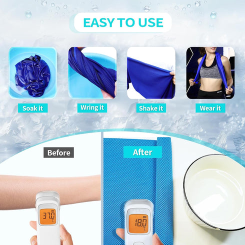 out40''x12'' Cooling Towels for Neck/Face Ice Towel Cooling Neck Wraps for Hot Weather Sweat Towels Microfiber Chilly