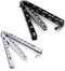 Moon Boat 2PCS Butterfly Knife Training Practice Comb, Unsharpened Blade Black Silver